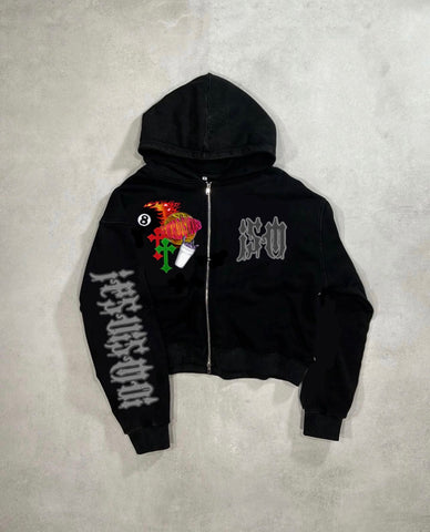 JSM Distressed Patched Hoodies